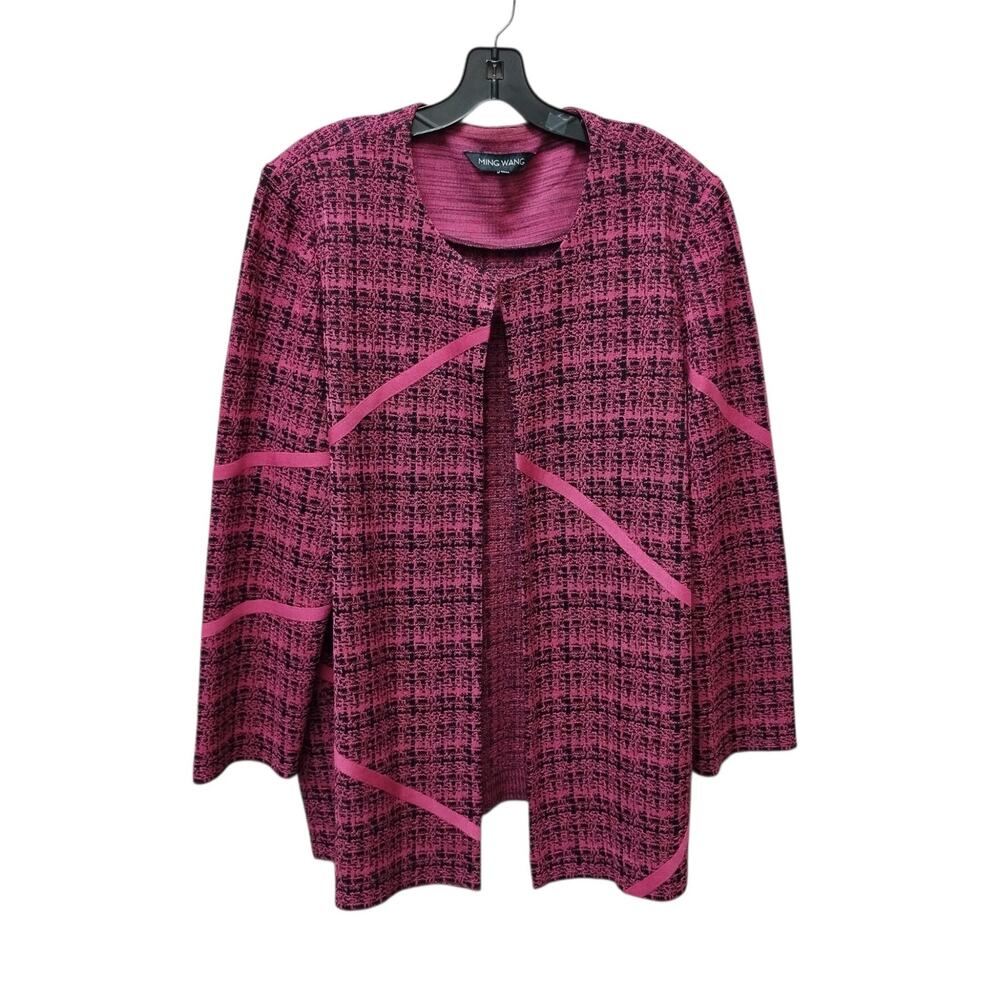 Ming Wang Womens Artsy Knit Long Sleeve Cardigan 1X Stretch Office Art to Wear